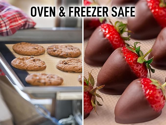 Zulay Kitchen Silicone Baking Mat Sheet Set - Reusable Baking Mat Nonstick - Half Sheet Baking Mat For Oven (Black, 3 Pack)