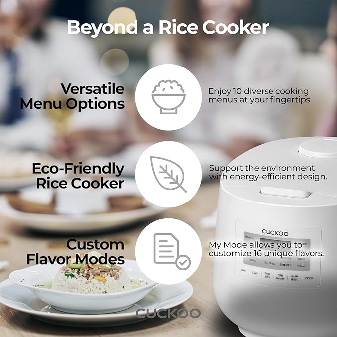CUCKOO CR-0641F 6-Cup (Uncooked) / 12-Cup (Cooked) Micom Rice Cooker & Warmer with Nonstick Inner Pot, 11 Menu Modes, Fuzzy Logic Tech, Auto Clean (White)
