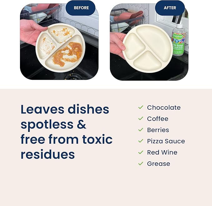 Natural Concentrated Dish Detergent Dishwashing Liquid | Plant-Based Dish Soap | Sweet Basil Fresh Scent | Pack of 3