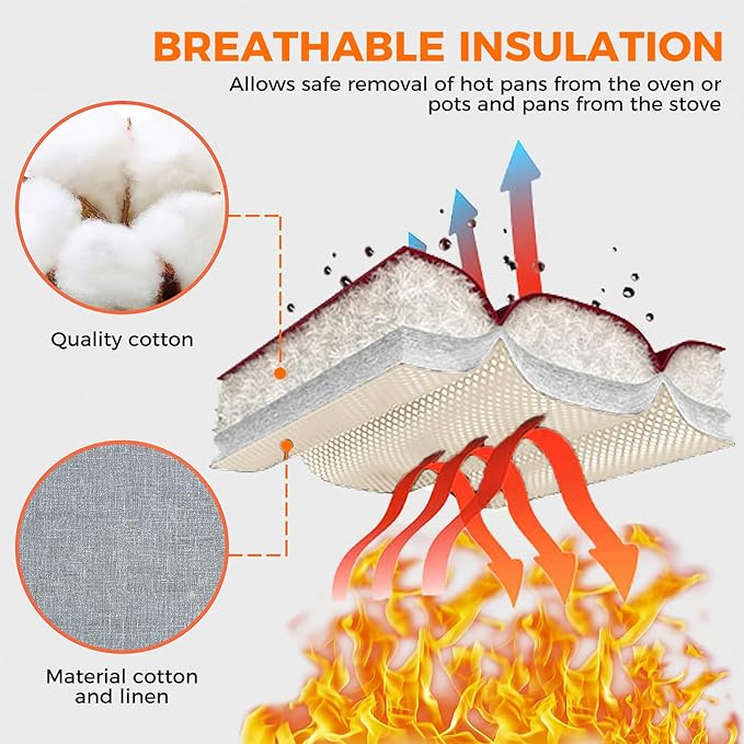 4PCS Oven Mitts and Pot Holders Sets 500°F Pot Holders for Kitchen Heat Resistant Oven Gloves Anti-Slip Silicone Stripe Oven Mitts Heat Resistant Hot Pads Oven Mits Potholders for Kitchens (Khaki)