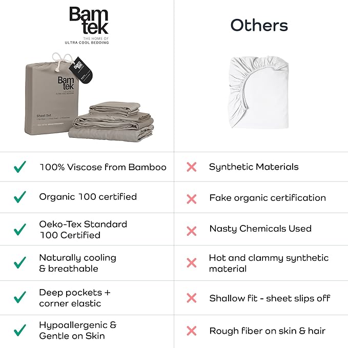 100% Viscose from Bamboo Sheets Queen Size, Super Soft Bedding Set, 4PC Cooling Sheets for Hot Sleepers, Vegan Silk Moisture Wicking, Organically Grown Bedsheet, Sand - 60" x 80"