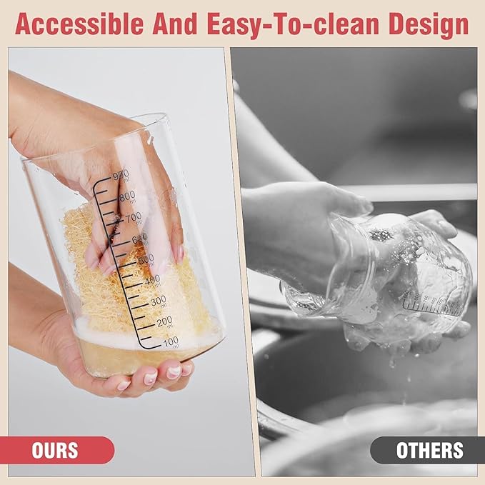 BRIRILINE Pro Sourdough Bread Starter Kit - 34 oz sourdough jar with 5 unique features for the perfect sour dough bread & sourdough starter kit - baking supplies (34oz-4pack)