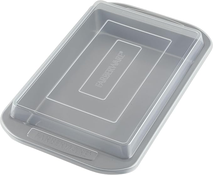 Farberware Nonstick Bakeware Baking Pan With Lid / Nonstick Cake Pan With Lid, Rectangle - 9 Inch x 13 Inch, Gray