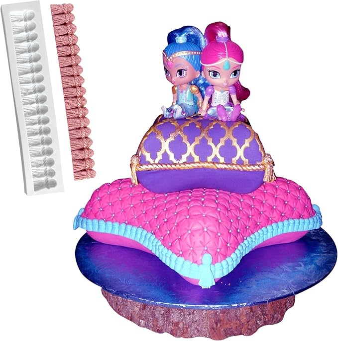 Macrame Tassel Cake Decoration Fondant Border Mold 3pcs, Curtain Chocolate Silicone Molds for Cake Decorating Candy Sugar Craft Flower Paste Cookies Marzipan Butter Gum Clay Resin Gypsum