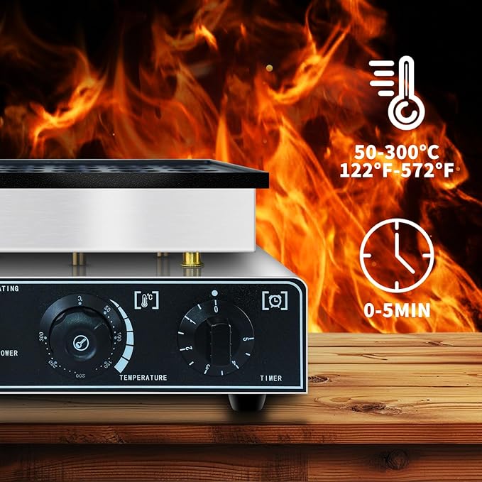 KOOTEN Dutch Pancake Baker,100pcs Electric Commercial Large Waffle Maker,Mini pancakes Maker Machine, Non-Stick Round Stainless Steel Mini Waffle Maker with 2 Thermostats and 2 Timers