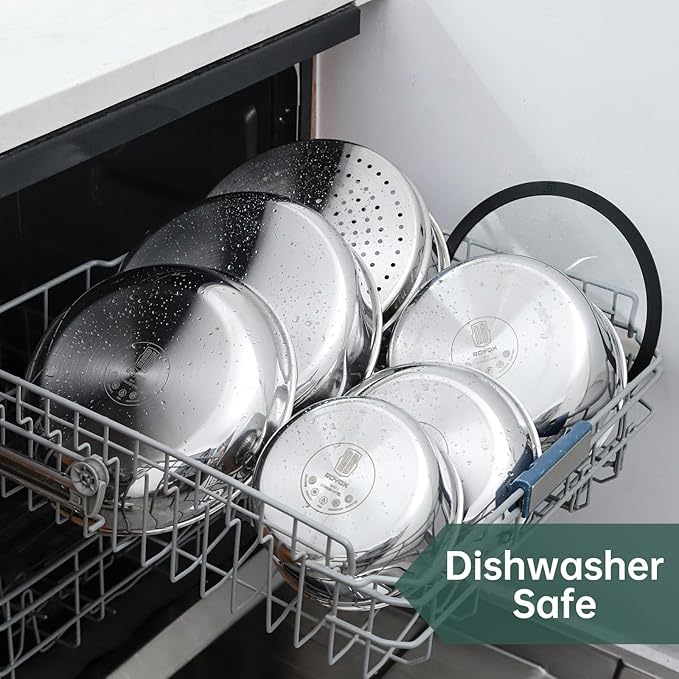 ROYDX Hybrid Nonstick 7-Piece Fry Pan Set,8, 10 and 12-Inch Frying Pans with Removable Handles,Save Space,Non Stick Stainless Steel Skillets,Dishwasher&Oven Safe, Compatible with All Cooktops