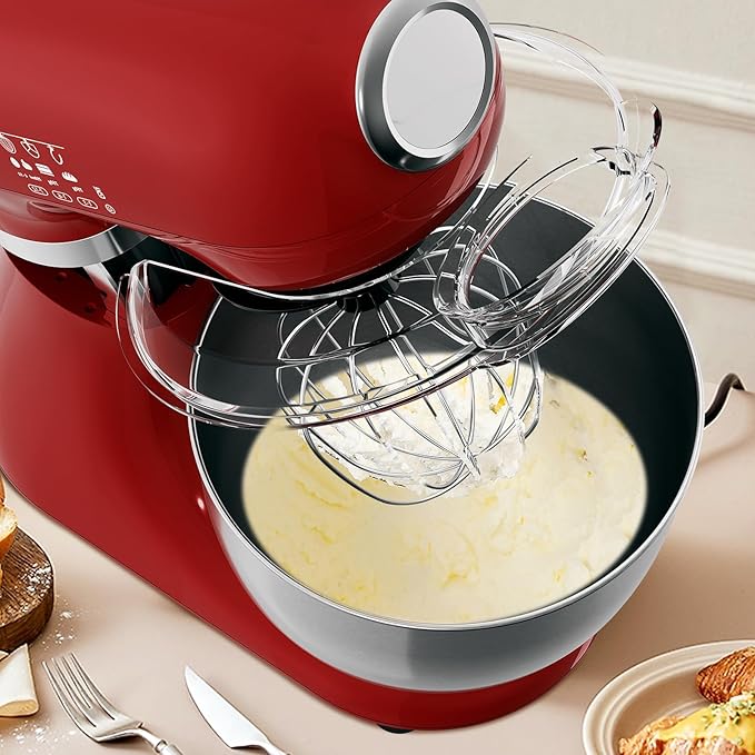 Stand Mixer With 12 Speed,5.3 Quart Electric Mixer With Tilt Head, Kitchen Mixer for Daily Use with Egg Whisk,Dough Hook,Flat Beater, RED
