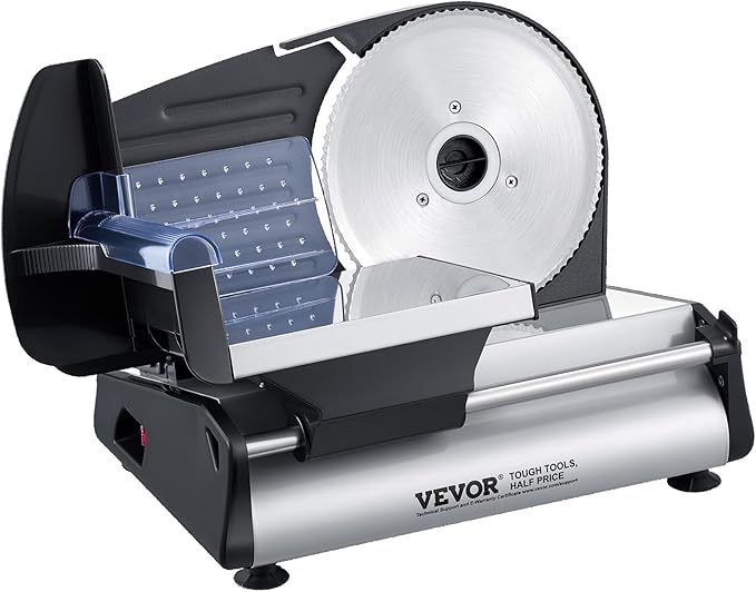 VEVOR Meat Slicer, 7.5 inch Electric Deli Food Slicer with two Premium SUS420 Blades, 0-0.6 inch Adjustable Thickness, 180W Food Slicer Machine for Meat, Hard Bread and Cheese, Home Use
