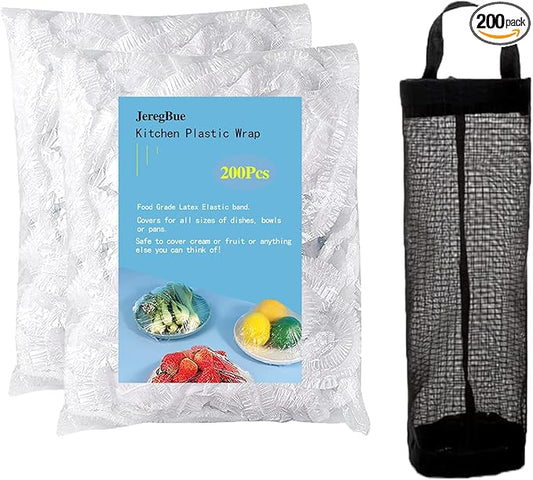 200PCS Reusable Elastic Bowl Covers, Plastic Food Covers with Elastic Edges,Airtight Stretchable Bowl Lids for Refrigerator Storage,Leftovers & Meal Prep,BPA Free,Assorted Sizes