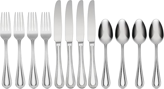 Oneida 895267 Countess 12 Piece Everyday Flatware Set, Metallic