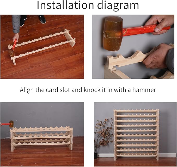 Wine Rack Solid Wood Stackable Storage Wooden Wine Rack Wine Cabinet (60 Bottles, Natural Color)