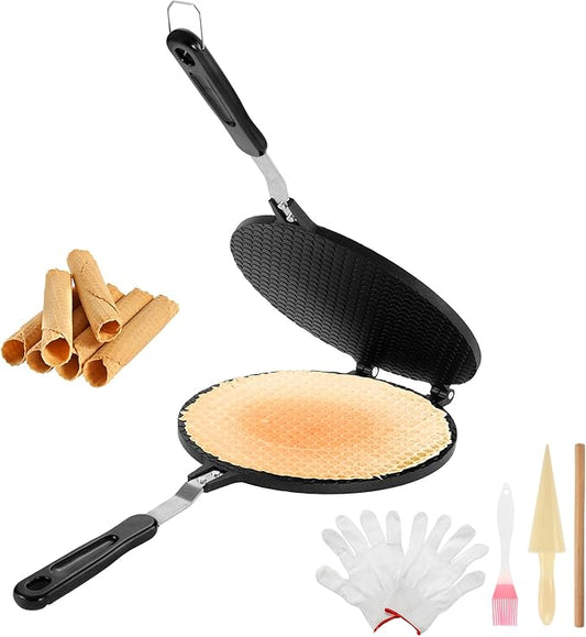 Dyna-Living Waffle Cone Maker Non-stick Ice Cream Cone Maker 8.66 inches Ice Cream Waffle Cone Maker Aluminum Egg Roll Mold Waffle Bowl Machine for Making Crispy Egg Rolls