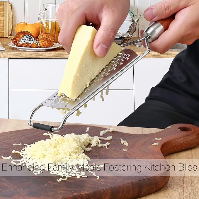 Professional-Grade Lemon Zester with Ultra-Coarse Blades, Heavy-Duty Cheese/Vegetable Grater, Solid Wood Handle Design - Rust-Resistant Durable, Essential Kitchen Tool (A1)