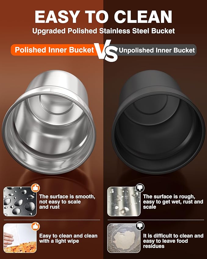 PYY Soup Warmer Commercial - Two 7.4QT Stainless Steel Bain Marie Round Pot 86~185°F Adjustable Temp, 1500W Electric Soup Warmer Countertop with Anti-Dry Burn and Reset Button for Restaurant, Buffet