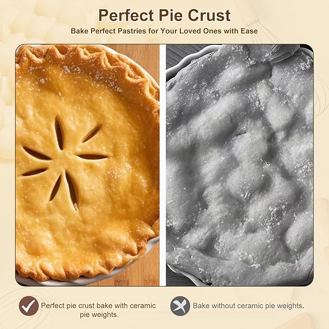 0.83LB Ceramic Pie Weights for Baking, Premium Natural Baking Beans，Reusable Ceramic Stoneware Suitable for Various Pies and Pastries
