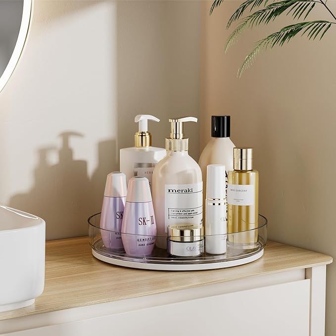 LAMU 3 Pack Lazy Susan Organizer, Clear Lazy Susan Turntable for Cabinet, Spice Organizer for Pantry, Refrigerator, Table Top, Kitchen Organizer and Storage, 2 Size (1 Piece 11'' + 2 Piece 9'')