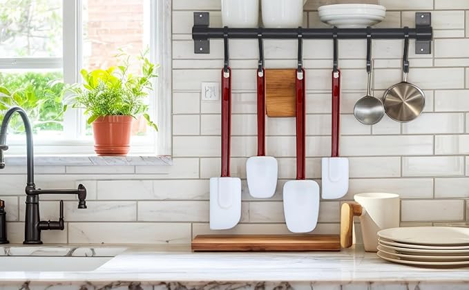 13.5 INCH Silicone Spatulas Heat Resistant Heavy Duty Rubber Spatulas Commercial Spatulas Set for Kitchen Use Silicone Cooking Utensils Sets of 2