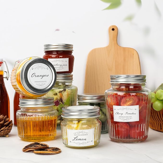 Cehomi Small Glass Mason Jars with Lids - 4 oz Vintage Canning Jars, Pickling Jars for Jelly, Jam, Honey, Pickles, Spice, Essential Preserver for Home Storage and Gifting 8 Pack