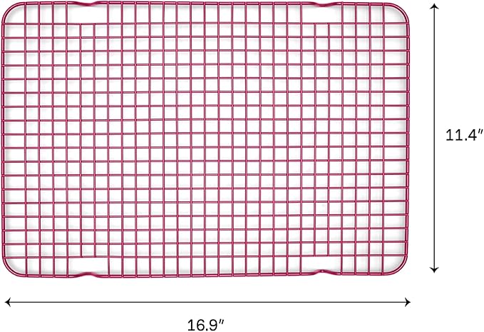 Great Jones Big Chill Wire Cooling Rack (Raspberry) – 16.25" × 11.25" Heavy-Weight Aluminized Steel,Nonstick Baking Rack – Oven Safe 450 °F, Bacon & Cookie Cooling Rack – Fits Half Sheet Pans