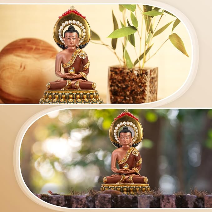 Buddha Statue Indoor, Handmade Tibetan Buddhism Copper Decoration, Hand-Painted Buddhist Budda, Hinduism Nepalese Craft Meditation(5.51", Amitabha)
