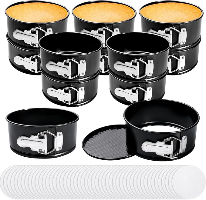 12 Pcs 6 Inch Non Stick Spring form Pan with Stainless Steel Spring Buckles,Round Carbon Steel Cake Mold with Removable Bottom for Baking Kitchens and Restaurants