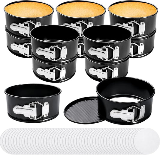 12 Pcs 6 Inch Non Stick Spring form Pan with Stainless Steel Spring Buckles,Round Carbon Steel Cake Mold with Removable Bottom for Baking Kitchens and Restaurants