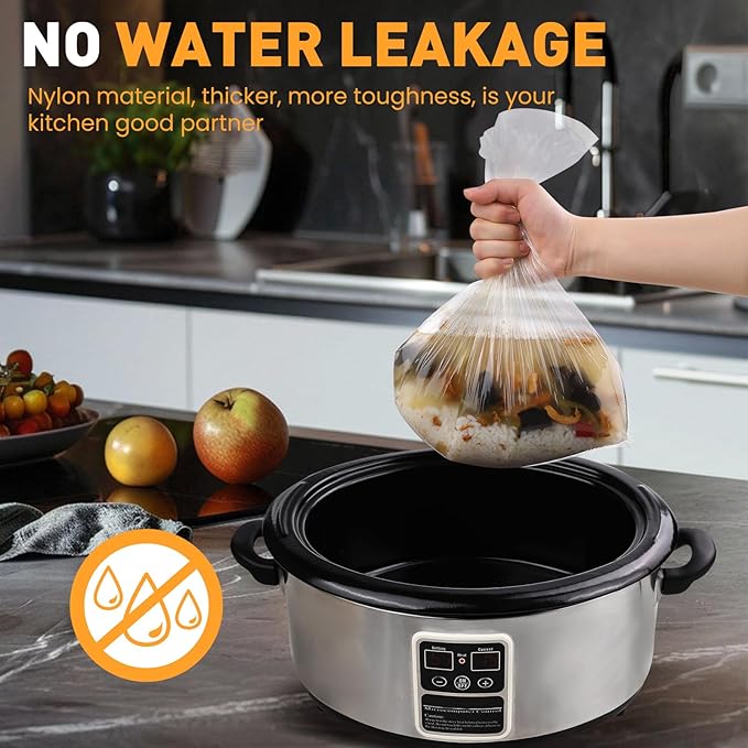 60 Pack Slow Cooker Liners, Large Size 13"x 21" Cooking Bags Disposable Pot Liners, Plastic Slow Cooker Bags Fits 3-8 Quarts, BPA Free, Suitable for Oval & Round Pot