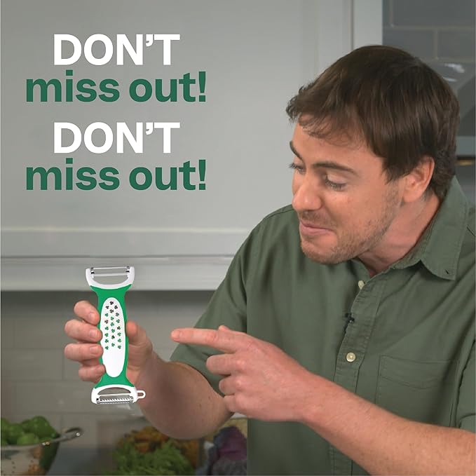 Peeler & Slicer – Ronnie Neville’s Original As Seen on TV 3-in-1 Kitchen Tool, Vegetable, Potato & Julienne Peeler, Stainless Steel Kitchen Tool, Cheese Cutter