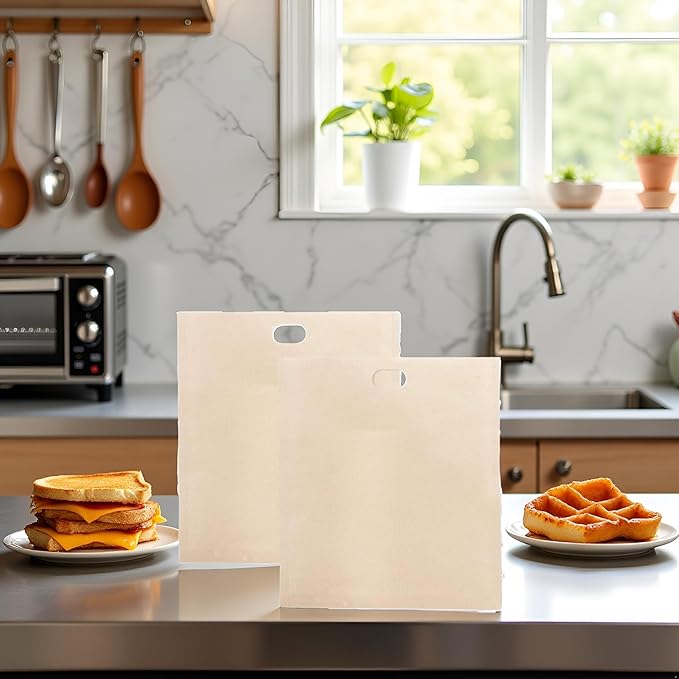 2 Pcs Yellow Toaster Bags for Grilled Cheese Sandwiches Baked Toast Food Bags Made Easy Reusable Size 16 * 18cm Comfortable and Environmentally Toaster Oven Cookware