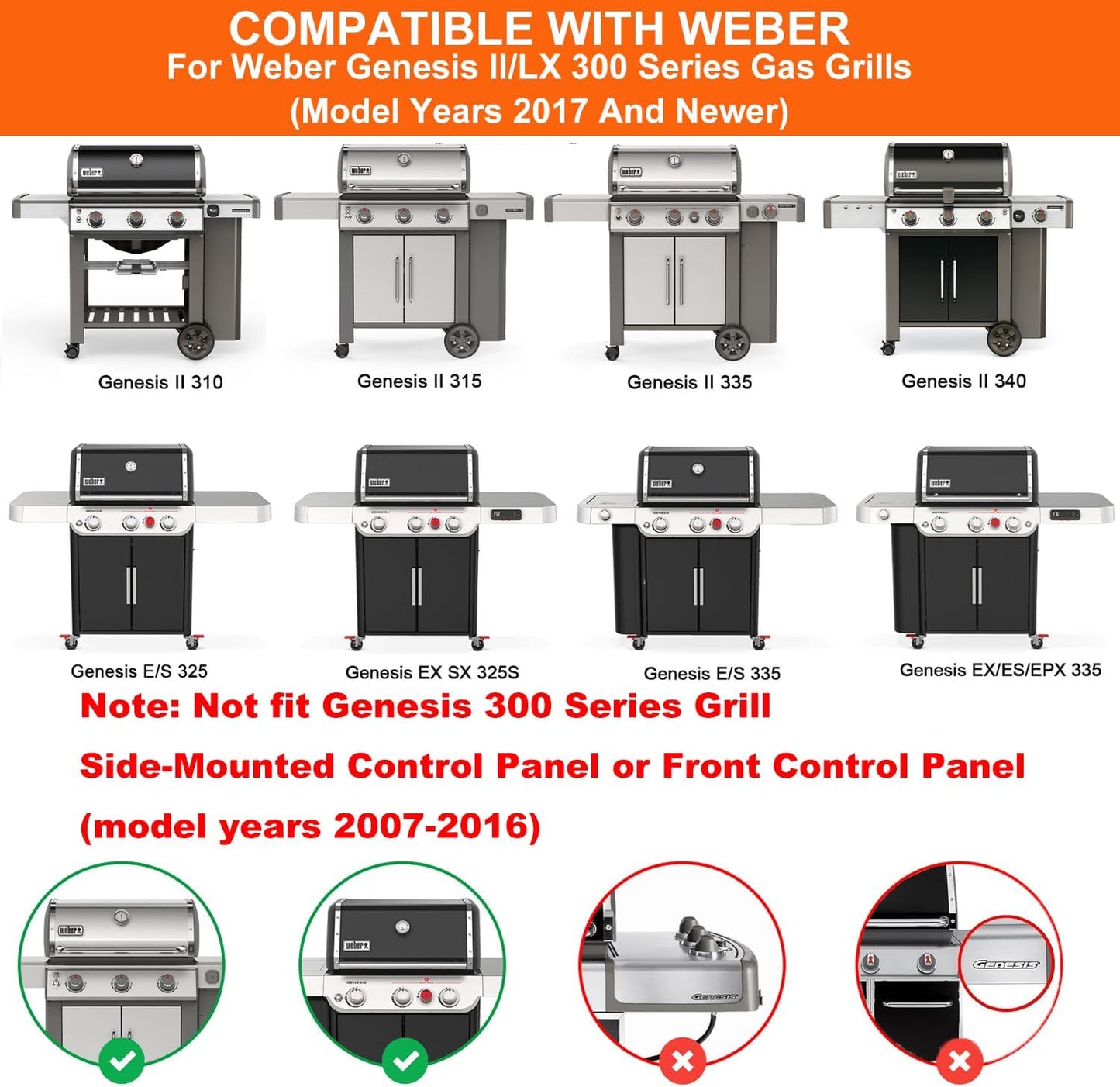 6788 Full-Size Griddle for Weber Genesis II 300 Series Grills E-310 E-315 E-325s E-330 E-335 S-310 S-335 LX S/E-340, Flat Top Griddle for Weber Genesis 2022 Series