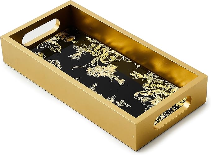 MACKENZIE-CHILDS Twilight Toile Vanity Tray with Handles, Rectangular Tray for Dresser and Home Decor