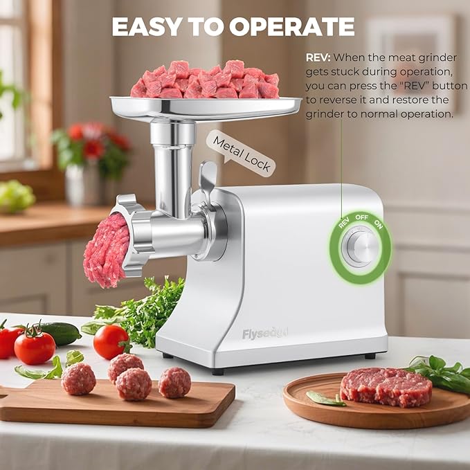 Electric Meat Grinder 3200w Commercial Heavy Duty Metal Gearbox Meat Grinder and Sausage Stuffers, Kubbe Kit for Household Use & Commercial