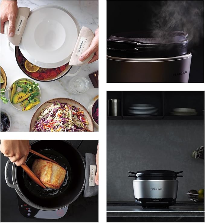 Vermicular Musui–Kamado (RICEPOT) | Cast Iron Induction Cooker | Precision Multicooker | Japanese Rice Cooker | Slow Cooker | Non-Toxic Enameled Cast Iron Pot | Sea Salt | US Model (120V)