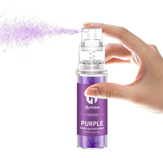 Purple Edible Glitter Spray - 10g Edible Purple Glitter for Cakes Food Grade Metallic Shimmer Powder Cake Sprinkles for Cookie Decorating Chocolate Strawberry