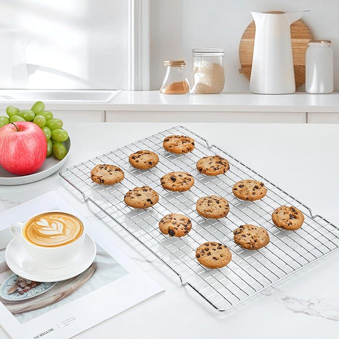 Cooling Racks for Cooking and Baking - 3PCS 16" x 10" Premium Stainless Steel Wire Cookie Cooling Rack for Baking, Roasting, and More - Oven & Dishwasher Safe - Fits Jelly Roll Pan