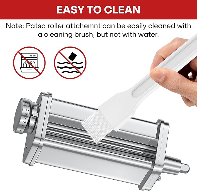 Pasta Roller Attachment for Kitchenaid Stand Mixer, Pasta Roller Kitchenaid Attachment, Stainless steel Pasta Roller Machine with 8 Adjustable Thickness Knob by Gvode