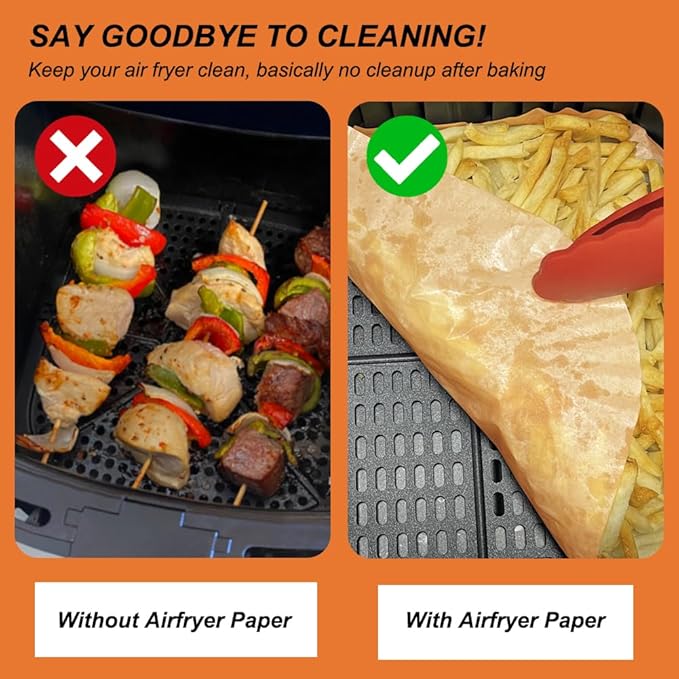 BYKITCHEN Small Air Fryer Disposable Liners for 2 to 5 QT Airfryer, 200PCS Mini Air Fryer Parchment Paper Liners, Compatible with CHEFMAN 2 QT, Cosori 2.1 QT, Dash 2.6 Qt, Instant Pot Mini Airfryer