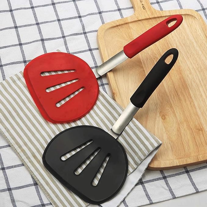 Silicone Turner, Perfect Pancake Flipper and Egg Turner, Heat Resistant Rubber Spatula Wide for Large Food