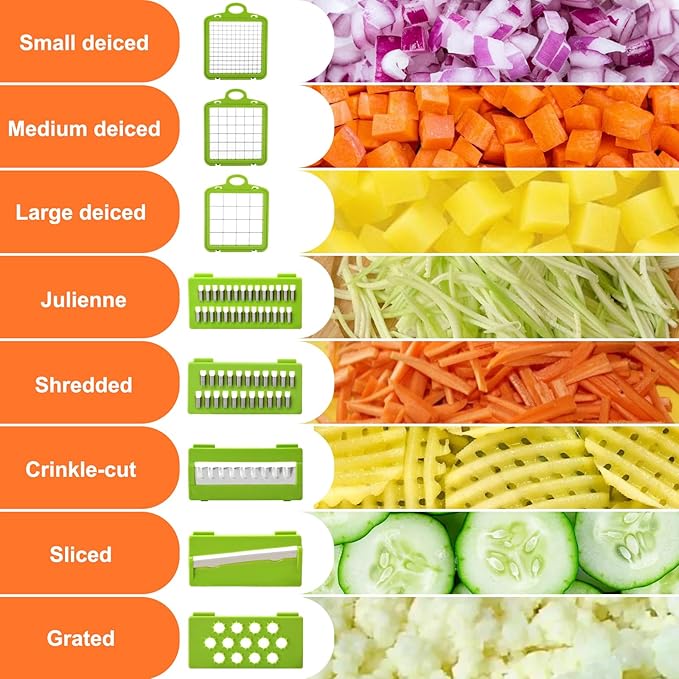 14-in-1 Vegetable Chopper, Multifunctional Veggie Onion Chopper Food Chopper with Container Vegetable Slicer Mandoline Onion Salad Cutter Dicer Essentials Kitchen Accessories