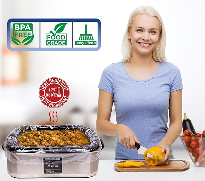 Electric Roaster Liners 34x18 Inch, 20 Pack Disposable Roaster Liners Fits 16-22 Qt Roasters, Heat-Resistant Roasting Oven Cooking Bags for Easy Cleanup