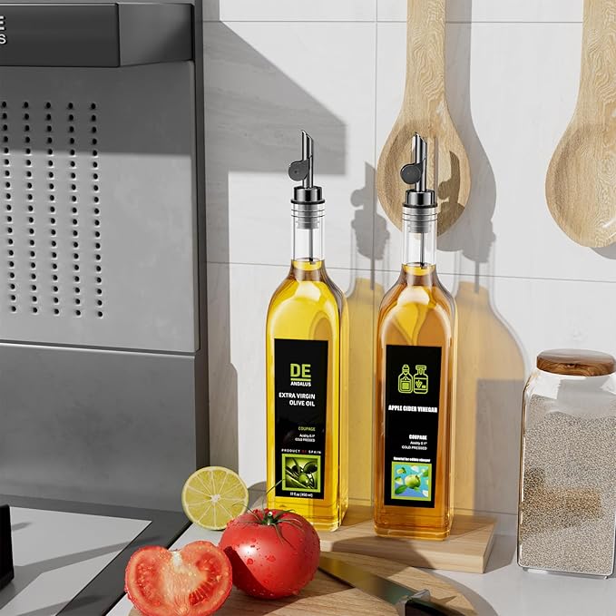 Olive Oil Dispenser Spout, Weighted Liquor Pour Spout, Syrup Dispenser Spout, Stainless Steel Automatic Pour Spouts for Liquor Bottles, Oil Bottles, Vinegar, Syrup and Alcohol 2 Pack Black