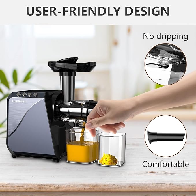 Cold Press Juicer Extractor Fruit Vegetable, Electric Coffee Grinder Burr Fine Coarse Grind for Beans Nuts, Celery Beet Carrot Wheatgrass Ginger Slow Juicer Machines Quiet BPA Free Easy To Clean