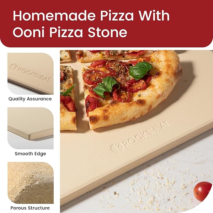 13.2" x 13.2" x 0.6" Square Cordierite Pizza Baking Stone Perfectly Compatible for Ooni Karu 12 Pizza Oven