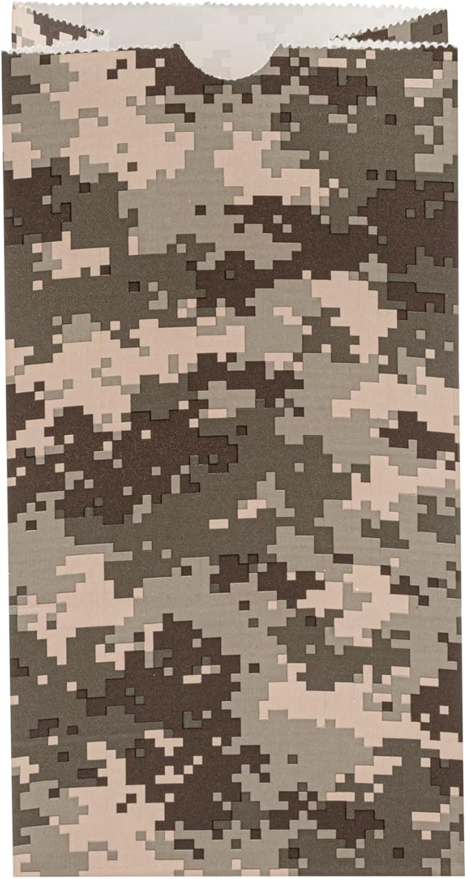 Restaurantware Bag Tek 4 LB Disposable Lunch Bags 100 Sturdy Take Out Bags - Flat Bottom Great For Restaurants Cafes And Bakeries Camouflage Paper Popcorn Bags Versatile For Grocery And More