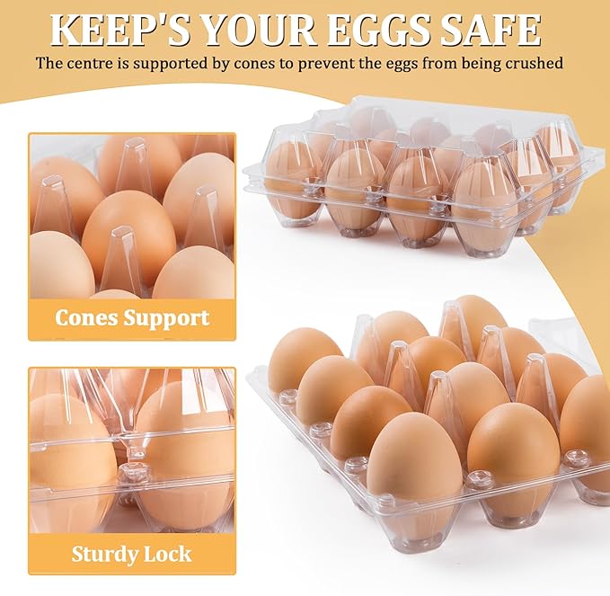120 Pack Egg Cartons 12 Count, Plastic Egg Cartons Cheap Bulk for Fresh Eggs, Reusable Egg Holder Egg Trays for Home and Farmer's Markets Display, Medium Egg Containers for Refrigerator