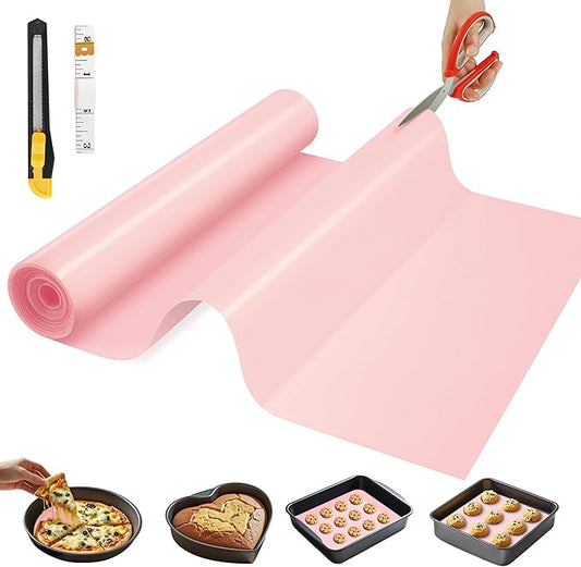 Silicone Baking Mat, 16 IN x 10 FT Free Cutting Baking Sheet, Non-Stick Reusable Dough & Pastry Mat, Non-Slip Silicone Mat Roll for Air Fryer Liner, Freeze Dryer, Oven Baking Pan, Kitchen Counter