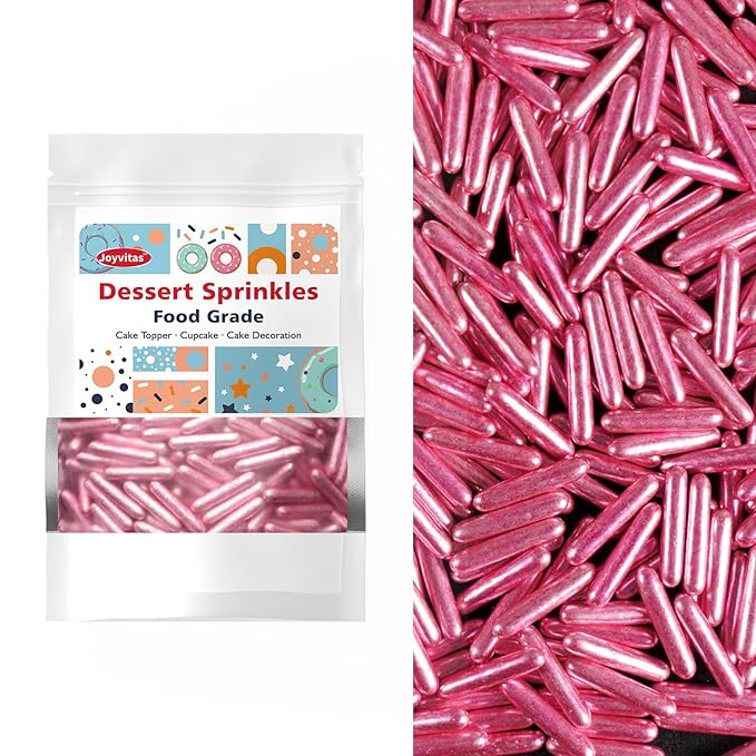 Rose Gold Sprinkles, Metallic Rods Sugar, Sprinkles For Cake Decorating, Baking, Cupcakes Decorating, Cake Toppers, Holiday, Wedding Party, 150g/5.29oz
