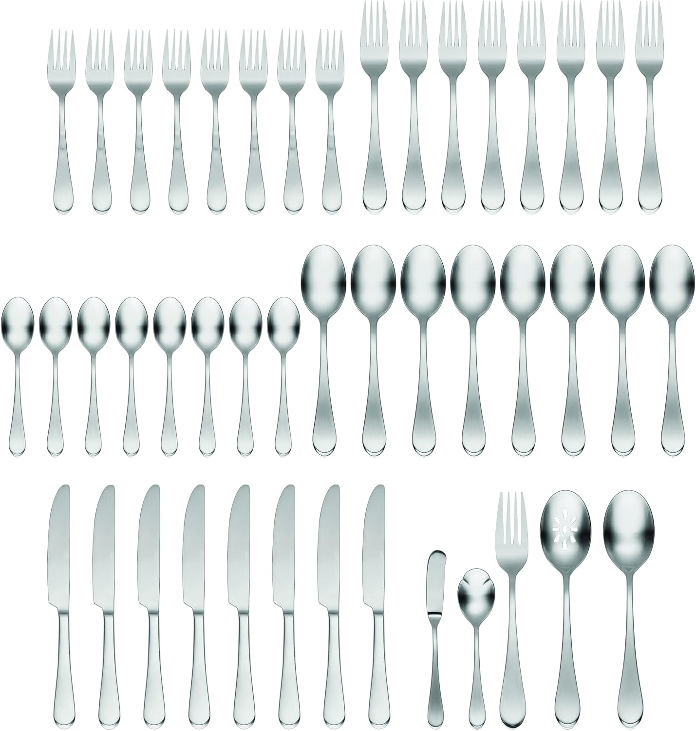Oneida H326045Al20 Satin Icarus 45 Piece Everyday Flatware Set, Service For 8