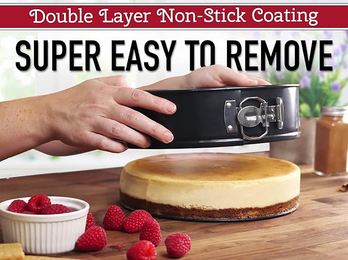 Zulay Kitchen 7-Inch Non-stick Cheesecake Pan -Leakproof Springform Pan with Removable Bottom and Easy Release - Round Cake Pan for Baking Cheesecake, Deep Dish Pizza (Black)