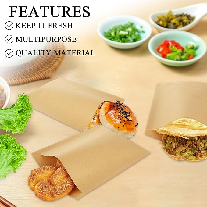 800 Pack Wax Paper Sandwich Bags 8x6 inch Wax Paper Bags, Greaseproof Bag Paper Cookie Bags Bakery Wax Bag for Food, Sandwich, Snacks, Cookie, Candies and More